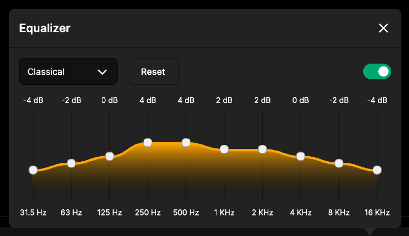10- band equalizer settings using web technologies